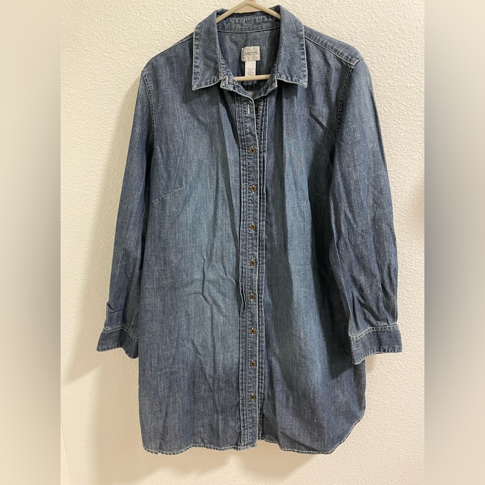 Chico's Blue Denim Cotton Dress